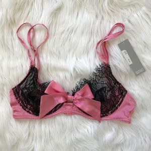 Badgely Mischka Lace Bra, Pink/Black Size 32C